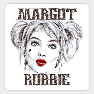 Margot Robbie hand drawing graphic design and illustration by ironpalette Sticker